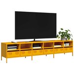 vidaXL Meuble TV jaune moutarde 202x39x43 5 cm acier laminé à froid