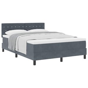 vidaXL Lit à ressorts avec matelas Gris foncé 160 x 200 cm Velours