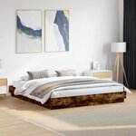vidaXL Cadre de lit avec LED sans matelas chêne fumé 180x200 cm