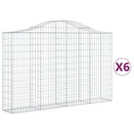 vidaXL Paniers à gabions arqués 6 Pièces 200x30x120/140 cm Fer galvanisé