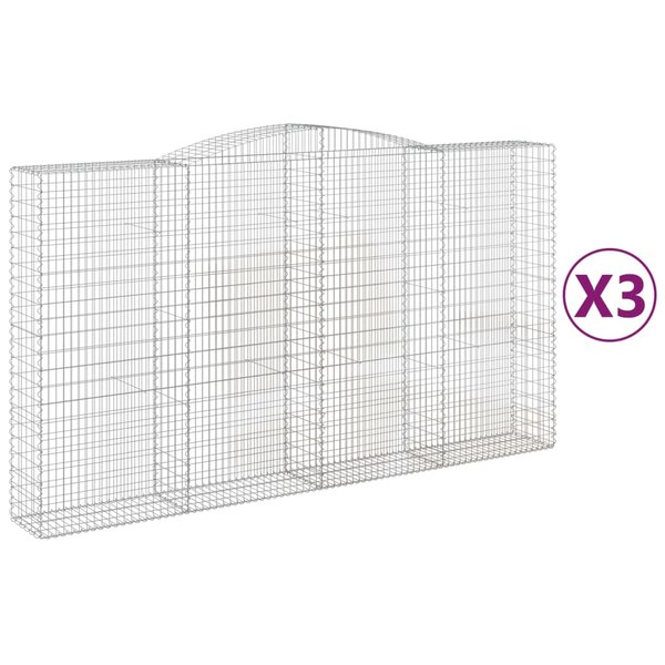 vidaXL Paniers à gabions arqués 3 Pièces 400x50x220/240 cm Fer galvanisé