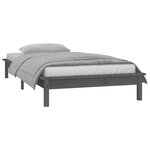 vidaXL Cadre de lit à LED sans matelas gris 90x200 cm bois massif