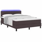 vidaXL Lit à ressorts avec matelas Marron foncé 160 x 200 cm tissu