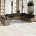 vidaXL Salon de jardin 11 Pièces avec coussins gris résine tressée