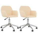 vidaXL Chaises pivotantes à manger lot de 2 Crème Tissu
