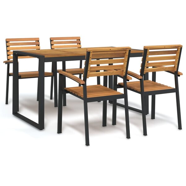 vidaXL Ensemble à manger de jardin 5 Pièces bois d'acacia massif et métal