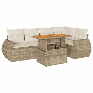 vidaXL Salon de jardin avec coussins 6 Pièces beige résine tressée