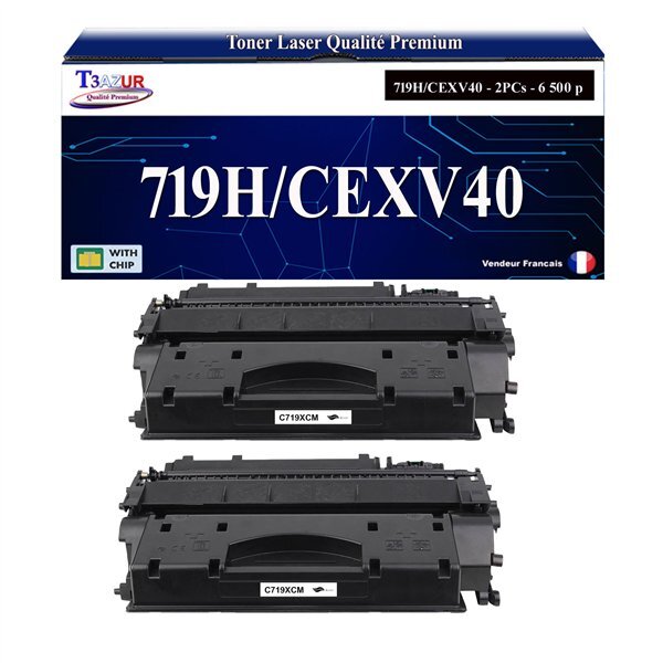 T3AZUR -Lot de 2 Toners compatibles avec Canon 719H/CEXV40 (3480B002/3480B006) pour Canon LBP6670DN LBP6680X Noir