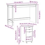 vidaXL Ensemble bureau et cabinet roulant MOSS 2 Pièces Brun Miel