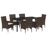vidaXL Ensemble de salle à manger pour jardin 7 Pièces Marron polyrotin