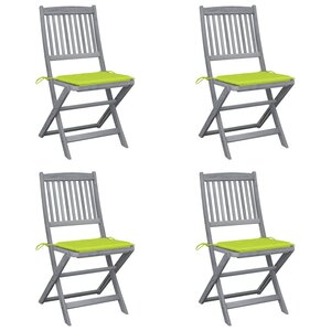 vidaXL Chaises pliables d'extérieur lot de 4 et coussins Bois d'acacia
