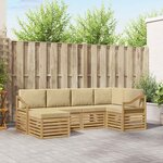 vidaXL Ensemble de canapés d'extérieur 6 Pièces Blanc et Beige Polyester