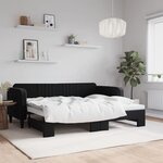 vidaXL Lit de jour avec lit gigogne noir 90x200 cm velours