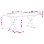 vidaXL Table à manger avec bord vivant 180x100x74 cm bois massif chêne
