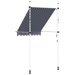 vidaXL Auvent rétractable manuel 150 cm Rayures bleues et blanches