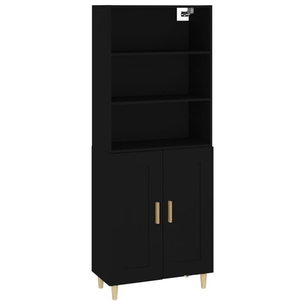 Vidaxl buffet haut noir bois d'ingénierie