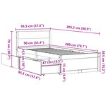 vidaXL Cadre de lit sans matelas cire marron 90x200 cm bois pin massif