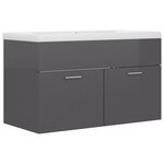 vidaXL Armoire d'évier avec lavabo intégré Gris brillant Aggloméré