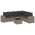 vidaXL Salon de jardin avec coussins 7 Pièces gris clair résine tressée