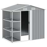 vidaXL Abri de jardin avec étagère Gris 205x130x183 cm Fer