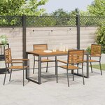 vidaXL Ensemble de salle à manger pour jardin 5 Pièces Noir et Marron