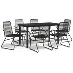 vidaXL Ensemble à dîner de jardin 7 Pièces Noir Rotin PVC