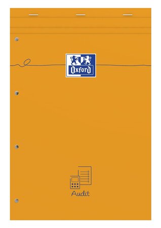 Bloc Audit agrafé perforé 210 x 315 mm 80 feuilles 80g Blanc OXFORD