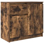 vidaXL Buffet avec tiroir chêne fumé 71x35x65 cm bois d'ingénierie