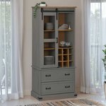 vidaXL Armoire à vin HALDEN casiers à vin porte coulissante gris pin