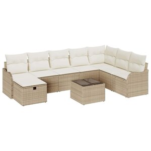 vidaXL Ensemble de canapé de jardin 9 Pièces Beige Poly rotin