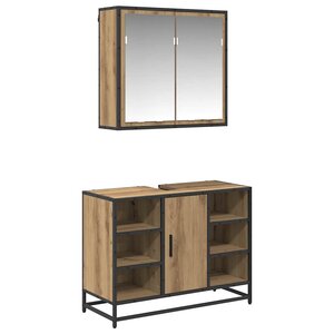 vidaXL Ensemble de mobilier de salle de bain 2 Pièces Chêne artisanal