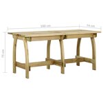 vidaXL Table de jardin 160x74x75 cm Bois de pin imprégné