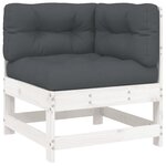 vidaXL Salon de jardin 4 Pièces avec coussins blanc bois massif