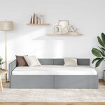 vidaXL Cadre de lit d'angle avec tête de lit Gris clair 90 x 200 cm