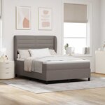 vidaXL Lit à ressorts avec matelas Taupe 140 x 200 cm tissu