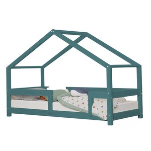 Lit cabane enfant LUCKY 120 x 180 vert pétrole