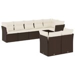 vidaXL Salon de jardin 8 Pièces avec coussins marron résine tressée