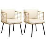 vidaXL Chaises de jardin lot de 2 avec coussins naturel résine tressée