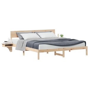 vidaXL Cadre de lit avec tête de lit Marron 200 x 200 cm Pin massif