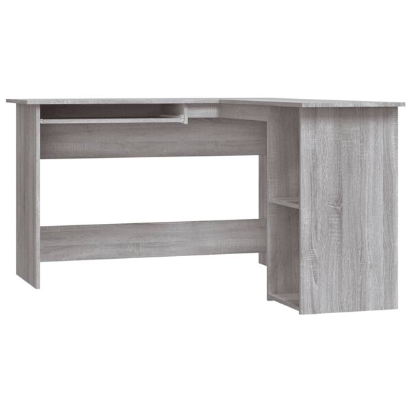 Bureau table poste de travail meuble d'ordinateur informatique étude d'angle sonoma 120 x 140 x 75 cm bois d'ingénierie gris 02_0023694