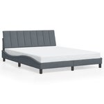 vidaXL Cadre de lit sans matelas Hanko gris foncé 160x200 cm velours