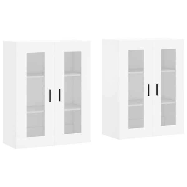 vidaXL Armoires murales 2 Pièces blanc bois d'ingénierie