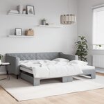 vidaXL Lit de jour avec lit gigogne gris clair 100x190 cm tissu