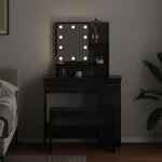 vidaXL Ensemble de table de maquillage LED avec porte 2 Pièces Chêne noir