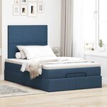 vidaXL Cadre de lit ottoman avec matelas bleu 120x190 cm tissu
