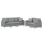 vidaXL Ensemble de canapés 2 Pièces coussins gris clair tissu