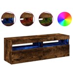 vidaXL Meubles TV 2 Pièces avec lumières LED Chêne fumé 60x35x40 cm