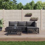 vidaXL Salon de jardin avec coussins 5 Pièces anthracite acier