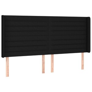vidaXL Tête de lit avec oreilles Noir 203x16x118/128 cm Tissu