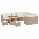 vidaXL Ensemble de canapé de jardin 12 Pièces Beige polyrotin